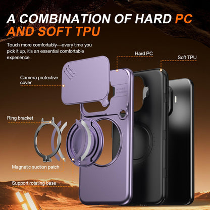 For Xiaomi 17T Pro 5G Camera Sliding Shield Magnetic Rotation Holder Phone Case - Purple - EDA009159403D