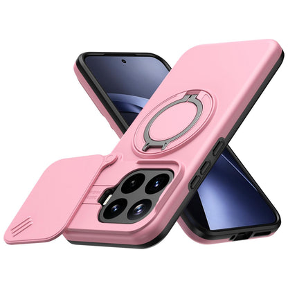 For Xiaomi 17T Pro 5G Camera Sliding Shield Magnetic Rotation Holder Phone Case - Pink - EDA009159403E