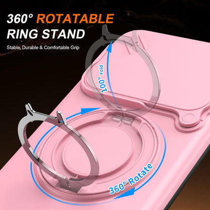 For Xiaomi 17T Pro 5G Camera Sliding Shield Magnetic Rotation Holder Phone Case - Pink - EDA009159403E