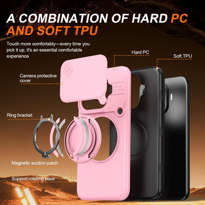 For Xiaomi 17T Pro 5G Camera Sliding Shield Magnetic Rotation Holder Phone Case - Pink - EDA009159403E