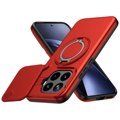 For Xiaomi 17T Pro 5G Camera Sliding Shield Magnetic Rotation Holder Phone Case - Red - EDA009159403F