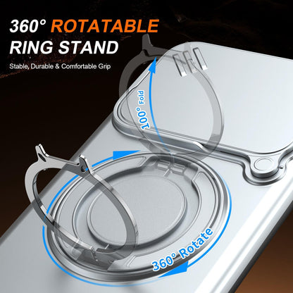 For Xiaomi 17T Pro 5G Camera Sliding Shield Magnetic Rotation Holder Phone Case - Silver - EDA009159403G