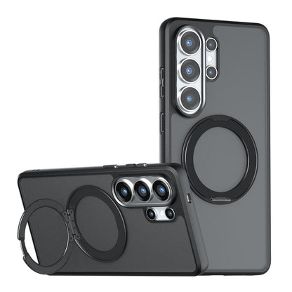 For Galaxy S25 Ultra 5G Armor Magnetic Holder PC Hybrid TPU Phone Case - Frosted Black - EDA009164404A