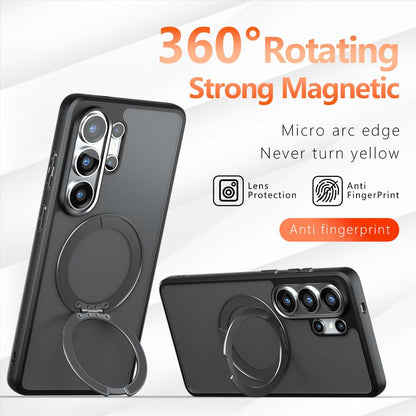 For Galaxy S25 Ultra 5G Armor Magnetic Holder PC Hybrid TPU Phone Case - Frosted Black - EDA009164404A