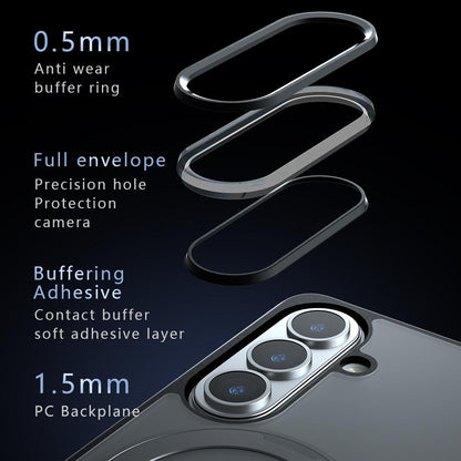 For Galaxy S25 Ultra 5G Armor Magnetic Holder PC Hybrid TPU Phone Case - Frosted Black - EDA009164404A