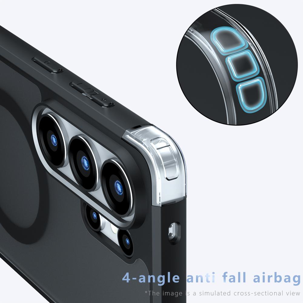 For Galaxy S25 Ultra 5G Armor Magnetic Holder PC Hybrid TPU Phone Case - Frosted Black - EDA009164404A