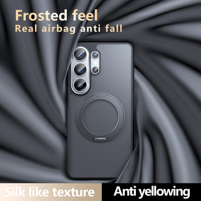 For Galaxy S25 Ultra 5G Armor Magnetic Holder PC Hybrid TPU Phone Case - Frosted Black - EDA009164404A