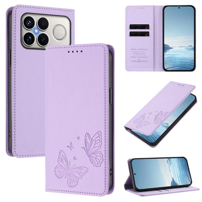 For Xiaomi Poco F8 Ultra 5G / Redmi K90 Pro Max Strong Magnetic Dual Butterfly RFID Vegan Leather Phone Case(Light Purple)