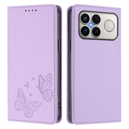 For Xiaomi Poco F8 Ultra 5G / Redmi K90 Pro Max Strong Magnetic Dual Butterfly RFID Vegan Leather Phone Case(Light Purple)