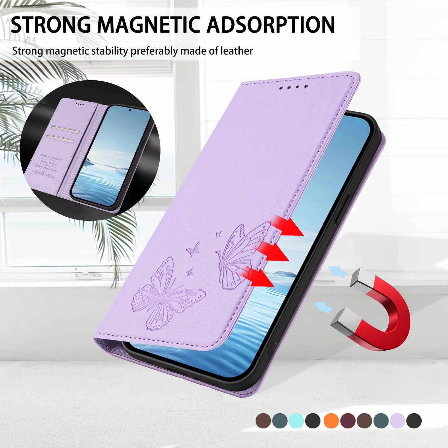 For Xiaomi Poco F8 Ultra 5G / Redmi K90 Pro Max Strong Magnetic Dual Butterfly RFID Vegan Leather Phone Case(Light Purple)