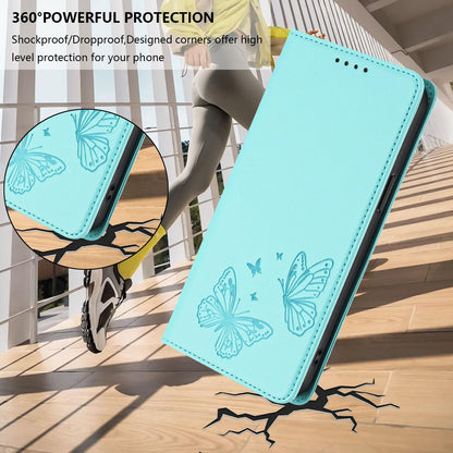 For Xiaomi Poco F8 Ultra 5G / Redmi K90 Pro Max Strong Magnetic Dual Butterfly RFID Vegan Leather Phone Case(Mint Green)