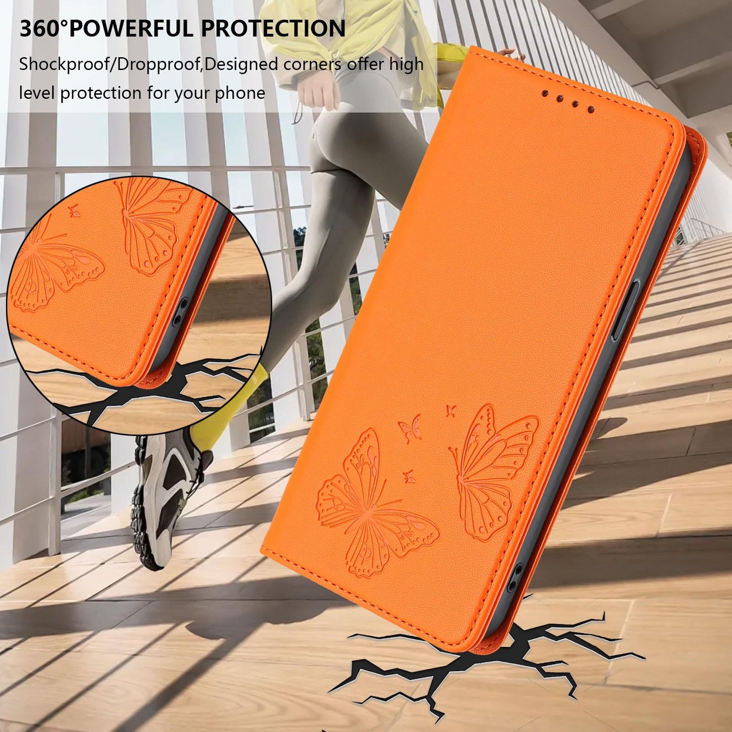 For Xiaomi Poco F8 Ultra 5G / Redmi K90 Pro Max Strong Magnetic Dual Butterfly RFID Vegan Leather Phone Case(Orange)