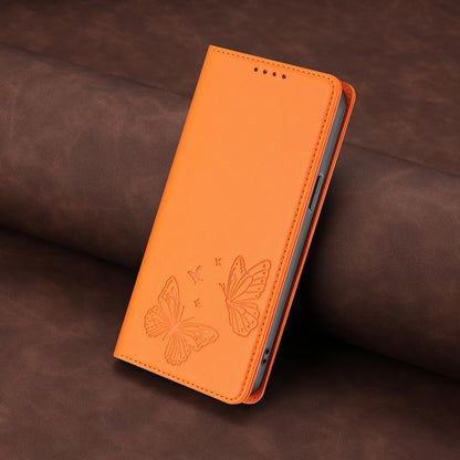 For Xiaomi Poco F8 Ultra 5G / Redmi K90 Pro Max Strong Magnetic Dual Butterfly RFID Vegan Leather Phone Case(Orange)