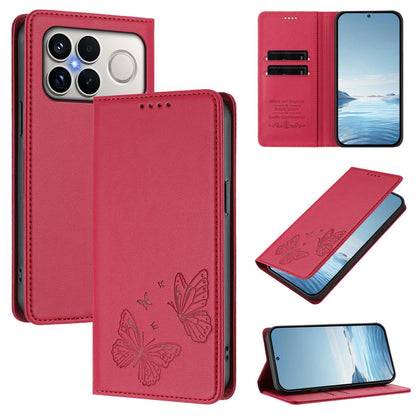 For Xiaomi Poco F8 Ultra 5G / Redmi K90 Pro Max Strong Magnetic Dual Butterfly RFID Vegan Leather Phone Case(Red)