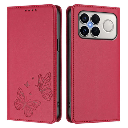 For Xiaomi Poco F8 Ultra 5G / Redmi K90 Pro Max Strong Magnetic Dual Butterfly RFID Vegan Leather Phone Case(Red)