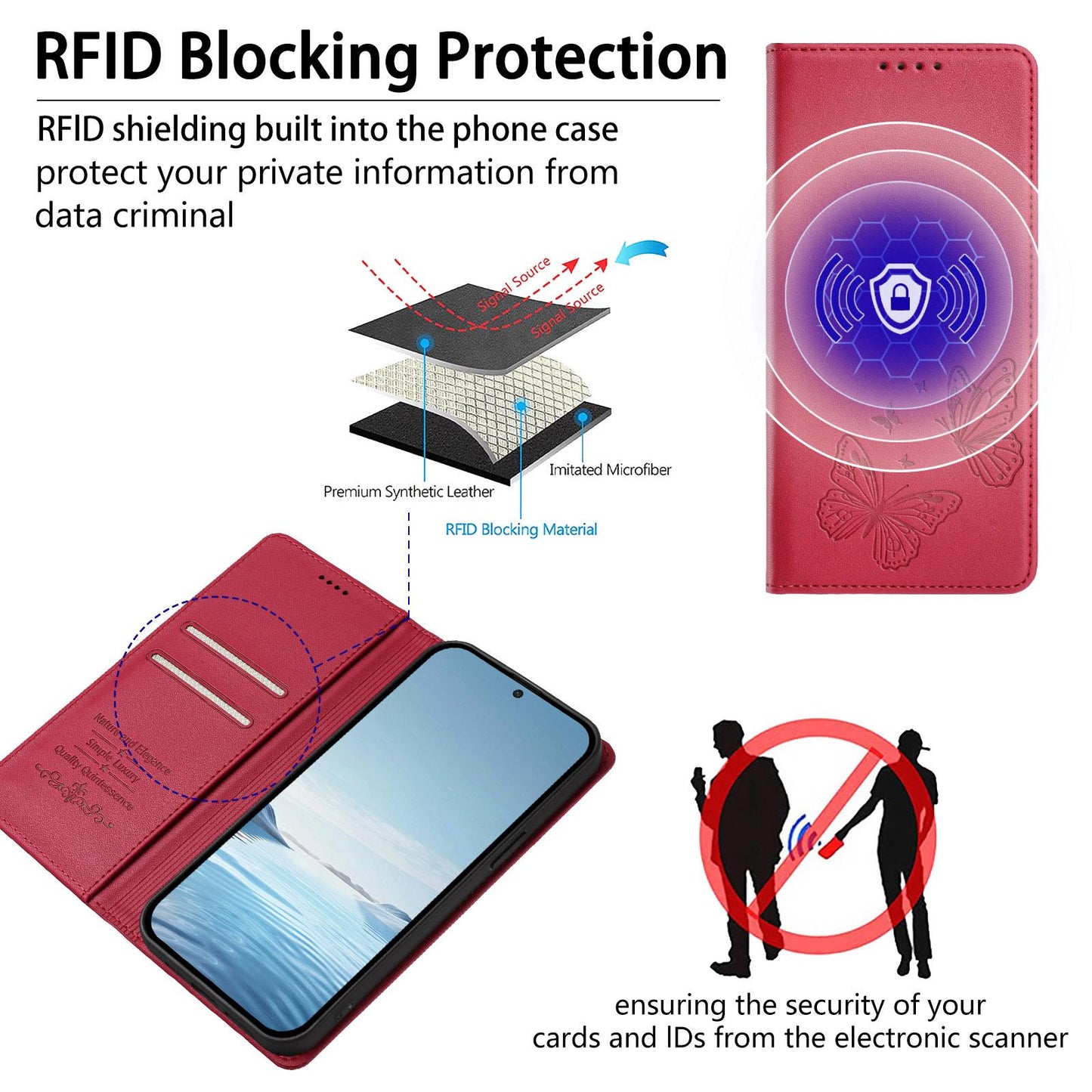 For Xiaomi Poco F8 Ultra 5G / Redmi K90 Pro Max Strong Magnetic Dual Butterfly RFID Vegan Leather Phone Case(Red)