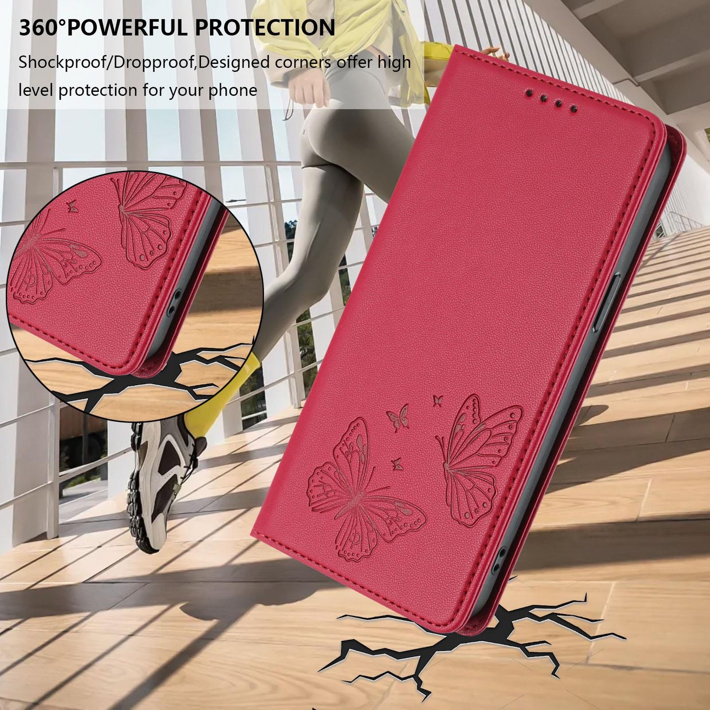 For Xiaomi Poco F8 Ultra 5G / Redmi K90 Pro Max Strong Magnetic Dual Butterfly RFID Vegan Leather Phone Case(Red)