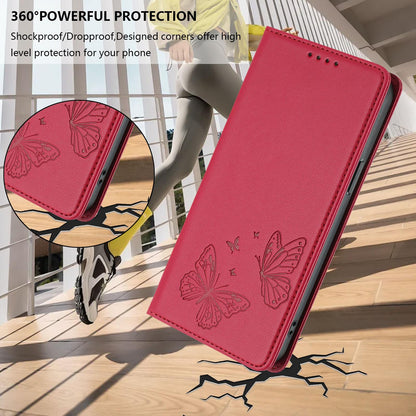 For Xiaomi Poco F8 Ultra 5G / Redmi K90 Pro Max Strong Magnetic Dual Butterfly RFID Vegan Leather Phone Case(Red)