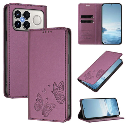 For Xiaomi Poco F8 Ultra 5G / Redmi K90 Pro Max Strong Magnetic Dual Butterfly RFID Vegan Leather Phone Case(Violet Purple)