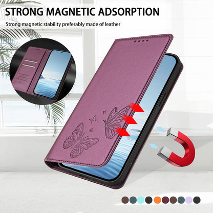 For Xiaomi Poco F8 Ultra 5G / Redmi K90 Pro Max Strong Magnetic Dual Butterfly RFID Vegan Leather Phone Case(Violet Purple)