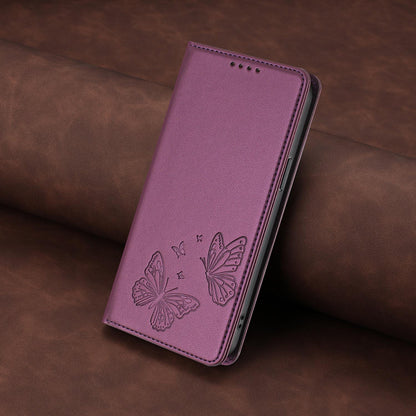 For Xiaomi Poco F8 Ultra 5G / Redmi K90 Pro Max Strong Magnetic Dual Butterfly RFID Vegan Leather Phone Case(Violet Purple)