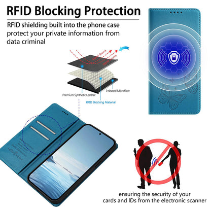 For Xiaomi Poco F8 Ultra 5G / Redmi K90 Pro Max Strong Magnetic Dual Butterfly RFID Vegan Leather Phone Case(Lake Blue)