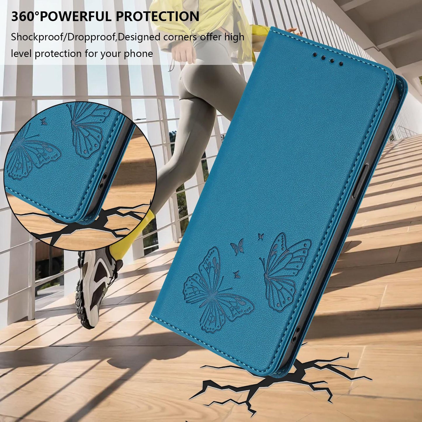 For Xiaomi Poco F8 Ultra 5G / Redmi K90 Pro Max Strong Magnetic Dual Butterfly RFID Vegan Leather Phone Case(Lake Blue)