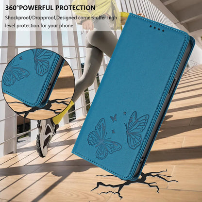 For Xiaomi Poco F8 Ultra 5G / Redmi K90 Pro Max Strong Magnetic Dual Butterfly RFID Vegan Leather Phone Case(Lake Blue)