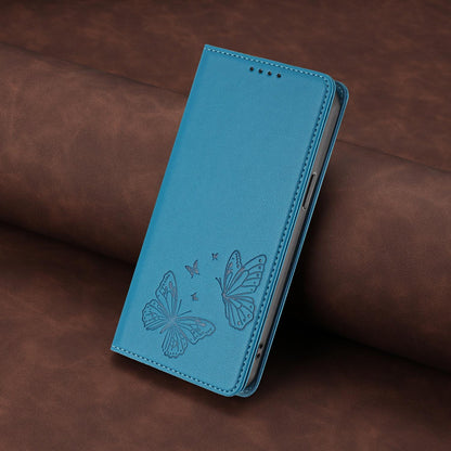 For Xiaomi Poco F8 Ultra 5G / Redmi K90 Pro Max Strong Magnetic Dual Butterfly RFID Vegan Leather Phone Case(Lake Blue)