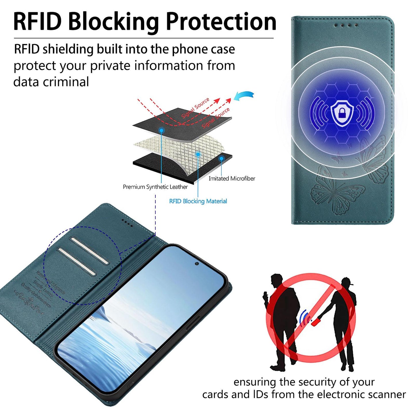 For Xiaomi Poco F8 Ultra 5G / Redmi K90 Pro Max Strong Magnetic Dual Butterfly RFID Vegan Leather Phone Case(Peacock Green)