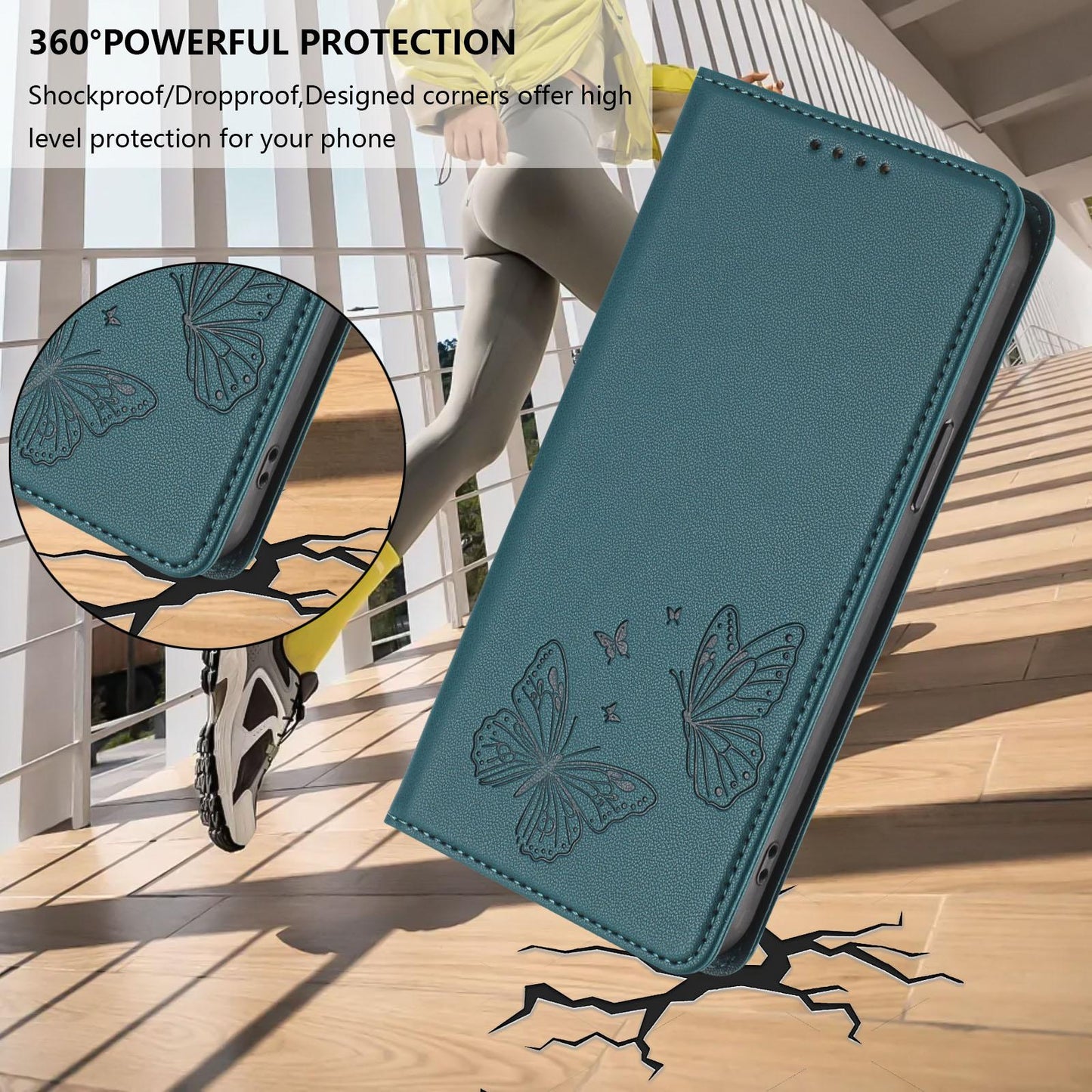 For Xiaomi Poco F8 Ultra 5G / Redmi K90 Pro Max Strong Magnetic Dual Butterfly RFID Vegan Leather Phone Case(Peacock Green)