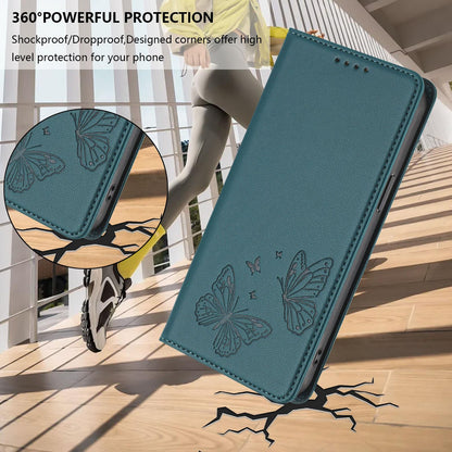 For Xiaomi Poco F8 Ultra 5G / Redmi K90 Pro Max Strong Magnetic Dual Butterfly RFID Vegan Leather Phone Case(Peacock Green)