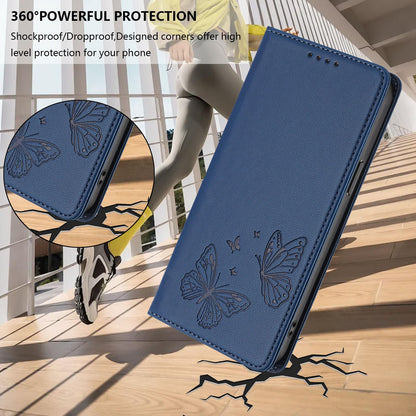 For Xiaomi Poco F8 Ultra 5G / Redmi K90 Pro Max Strong Magnetic Dual Butterfly RFID Vegan Leather Phone Case(Dark Blue)
