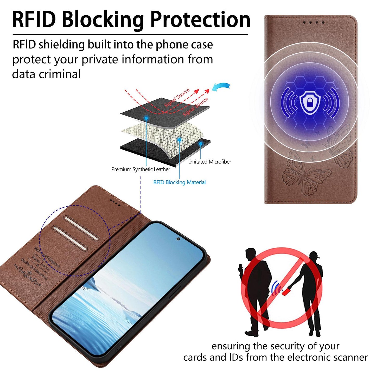 For Xiaomi Poco F8 Ultra 5G / Redmi K90 Pro Max Strong Magnetic Dual Butterfly RFID Vegan Leather Phone Case(Brown)
