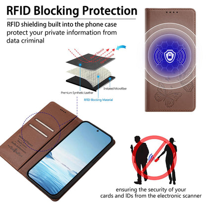 For Xiaomi Poco F8 Ultra 5G / Redmi K90 Pro Max Strong Magnetic Dual Butterfly RFID Vegan Leather Phone Case(Brown)