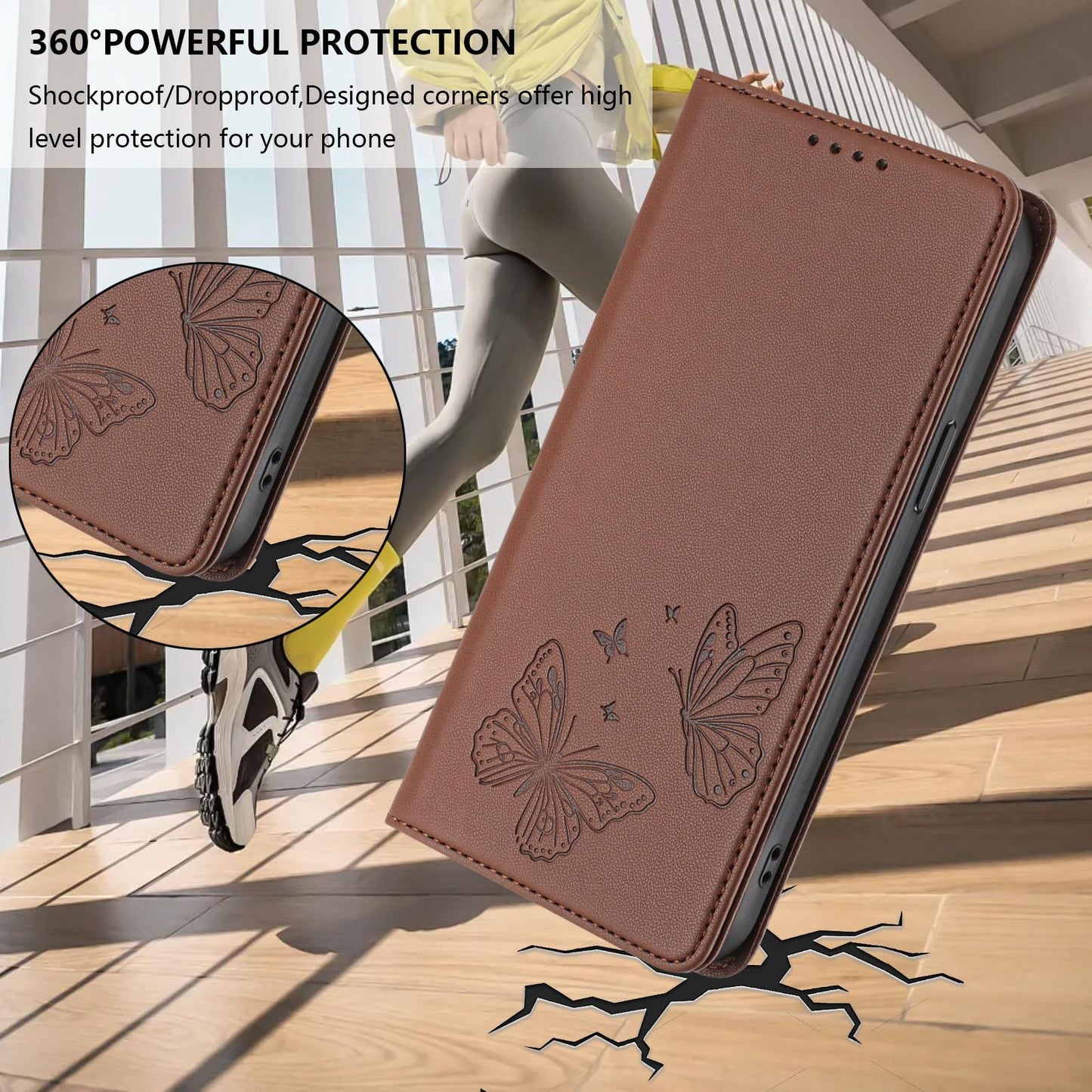 For Xiaomi Poco F8 Ultra 5G / Redmi K90 Pro Max Strong Magnetic Dual Butterfly RFID Vegan Leather Phone Case(Brown)