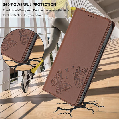 For Xiaomi Poco F8 Ultra 5G / Redmi K90 Pro Max Strong Magnetic Dual Butterfly RFID Vegan Leather Phone Case(Brown)