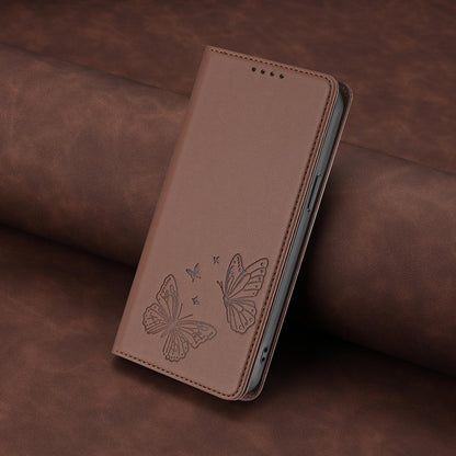 For Xiaomi Poco F8 Ultra 5G / Redmi K90 Pro Max Strong Magnetic Dual Butterfly RFID Vegan Leather Phone Case(Brown)