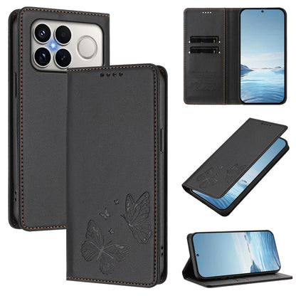 For Xiaomi Poco F8 Ultra 5G / Redmi K90 Pro Max Strong Magnetic Dual Butterfly RFID Vegan Leather Phone Case(Black)
