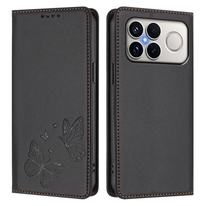 For Xiaomi Poco F8 Ultra 5G / Redmi K90 Pro Max Strong Magnetic Dual Butterfly RFID Vegan Leather Phone Case(Black)