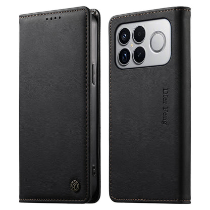 For Redmi K90 Pro Max / Poco F8 Ultra Dierfeng Metal Snap Magnetic RFID Vegan Leather Phone Case(Black)