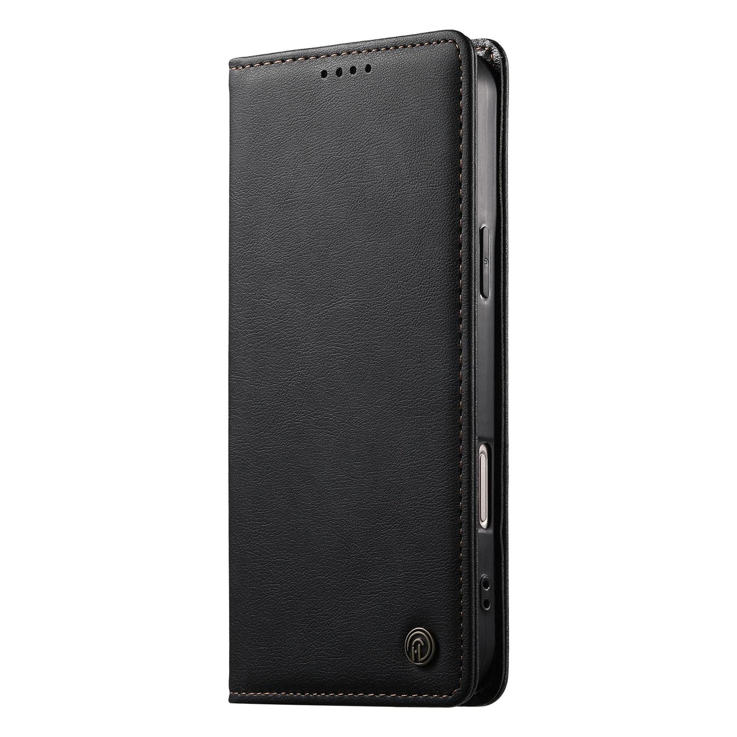 For Redmi K90 Pro Max / Poco F8 Ultra Dierfeng Metal Snap Magnetic RFID Vegan Leather Phone Case(Black)