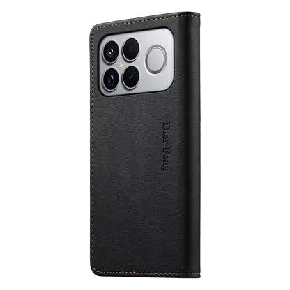 For Redmi K90 Pro Max / Poco F8 Ultra Dierfeng Metal Snap Magnetic RFID Vegan Leather Phone Case(Black)