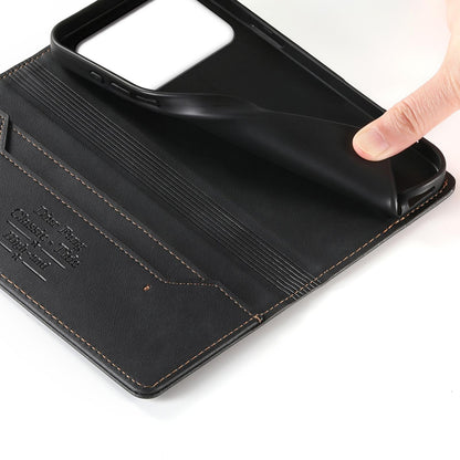For Redmi K90 Pro Max / Poco F8 Ultra Dierfeng Metal Snap Magnetic RFID Vegan Leather Phone Case(Black)