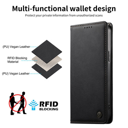 For Redmi K90 Pro Max / Poco F8 Ultra Dierfeng Metal Snap Magnetic RFID Vegan Leather Phone Case(Black)