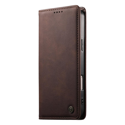 For Redmi K90 Pro Max / Poco F8 Ultra Dierfeng Metal Snap Magnetic RFID Vegan Leather Phone Case(Dark Brown)