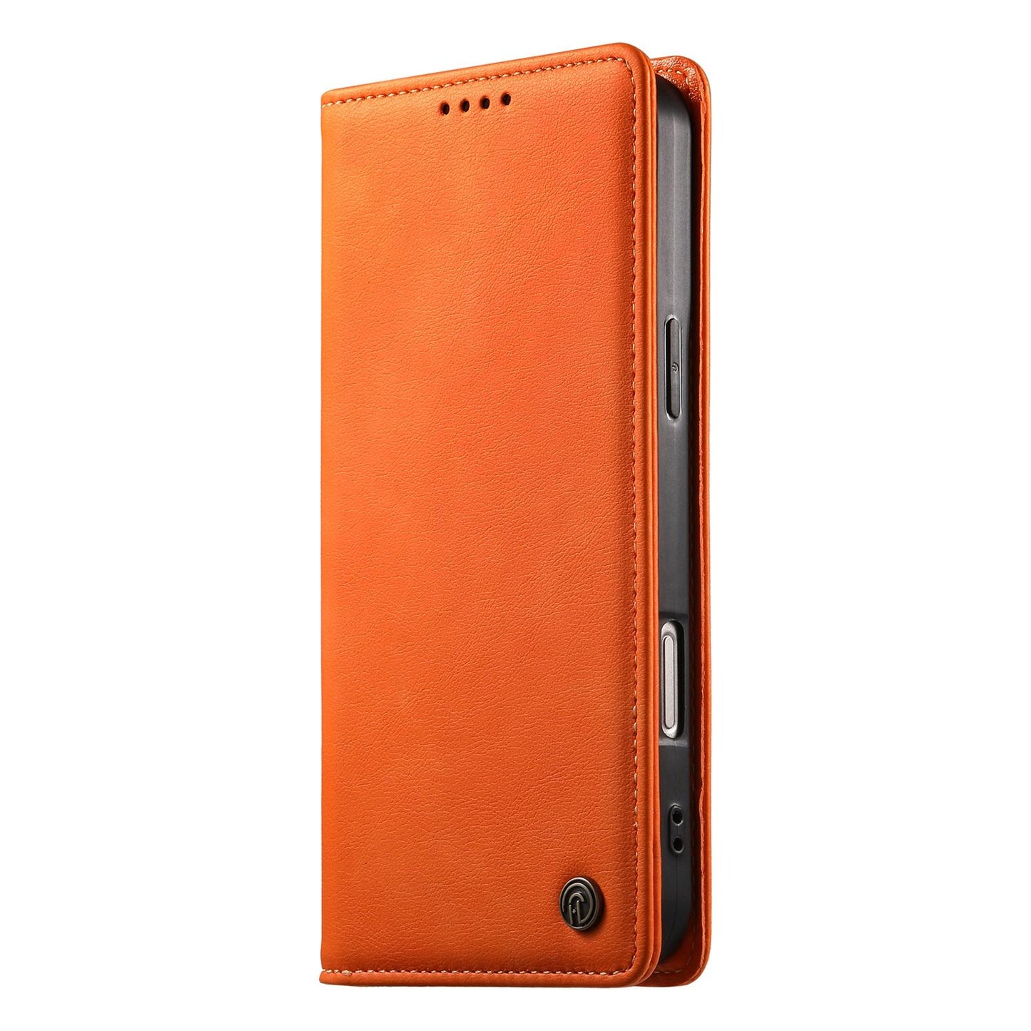 For Redmi K90 Pro Max / Poco F8 Ultra Dierfeng Metal Snap Magnetic RFID Vegan Leather Phone Case(Orange)