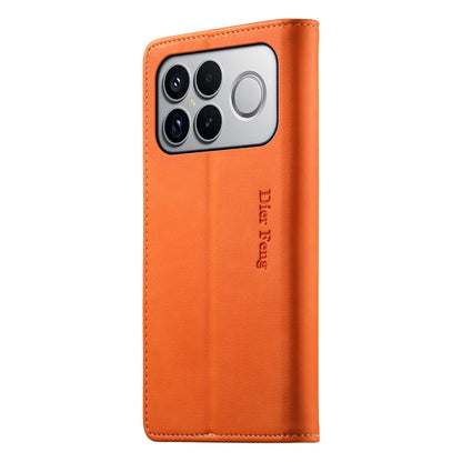 For Redmi K90 Pro Max / Poco F8 Ultra Dierfeng Metal Snap Magnetic RFID Vegan Leather Phone Case(Orange)