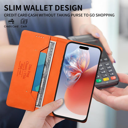 For Redmi K90 Pro Max / Poco F8 Ultra Dierfeng Metal Snap Magnetic RFID Vegan Leather Phone Case(Orange)