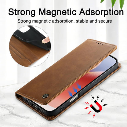 For Redmi K90 Pro Max / Poco F8 Ultra Dierfeng Metal Snap Magnetic RFID Vegan Leather Phone Case(Light Brown)